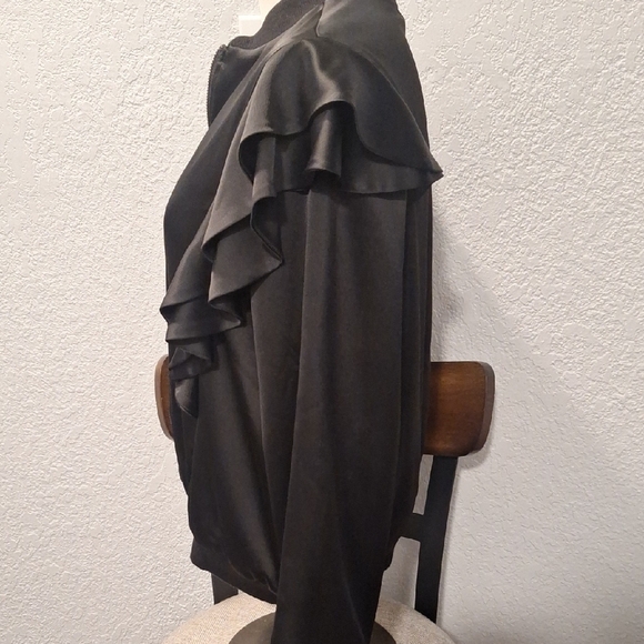 Vestique Black Ruffle Bomber Jacket - Picture 4 of 6